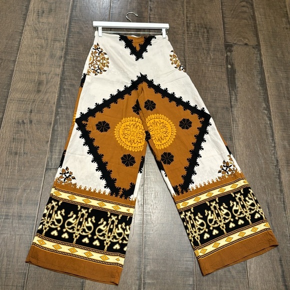 NWT MITARA HIGH WAIST WIDE LEG PRINTED LINEN PANTS SIZE M - Picture 8 of 16